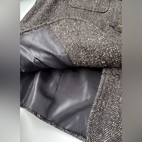 Relativity Black Brown Herringbone Military Button Front Jacket Coat Women’s XL - Picture 6 of 8